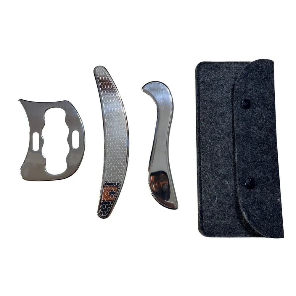 3pc Stainless Steel IASTM Scraping Massage Tool Set‎ Myofascial Release Gua Sha